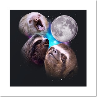 Three Sloths Howl at the Moon Posters and Art